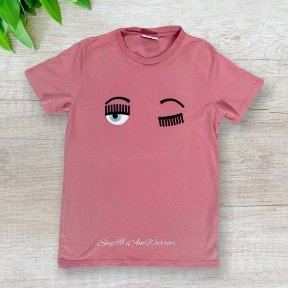 Chiara Ferragni embroidered pink WINK graphic T-shirt *shop@iamwarrior - Picture 6 of 12